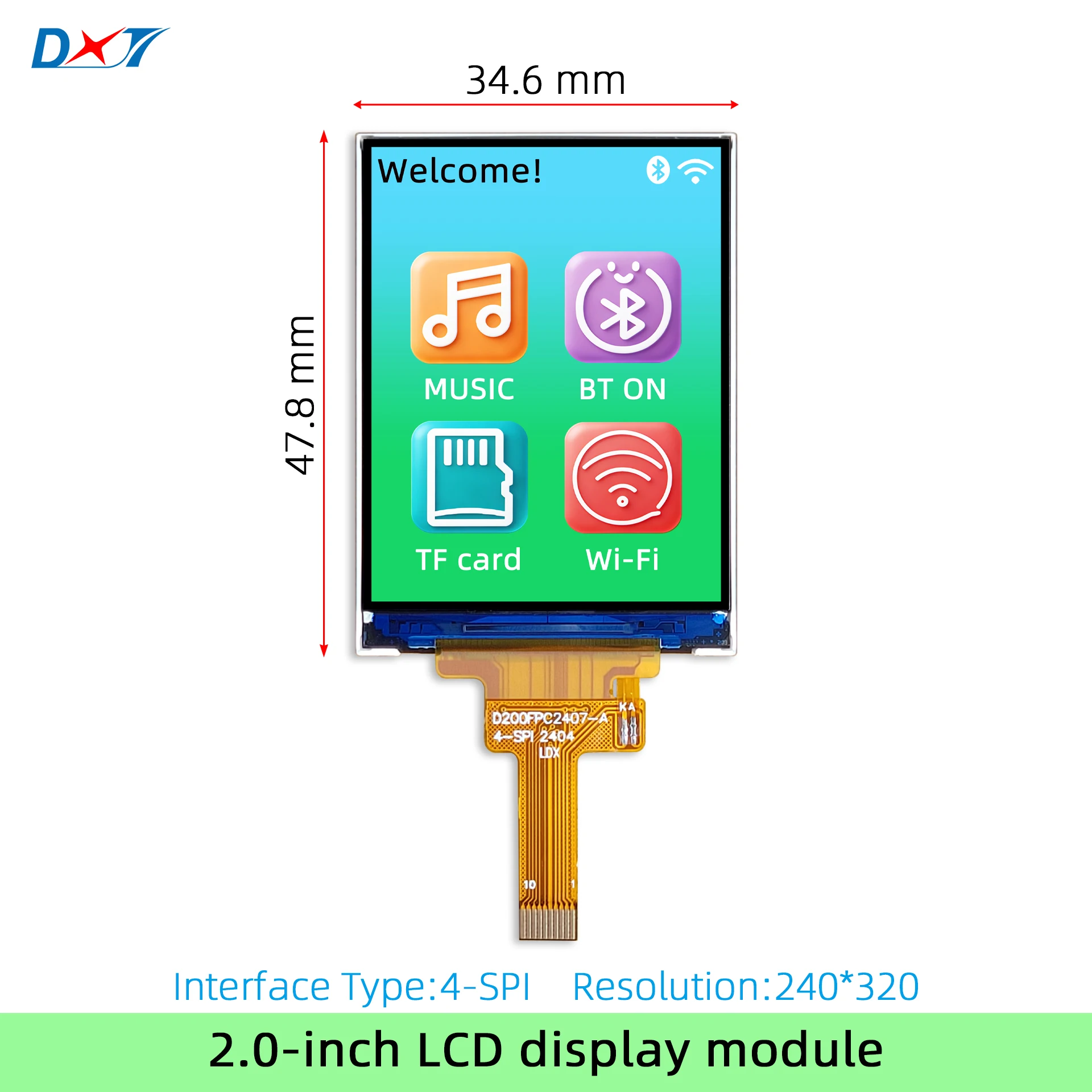 2 Inch LCD Display Module SPI Interface Resolution 240*320 ST7789 2.0 Inch TFT Screen LCM