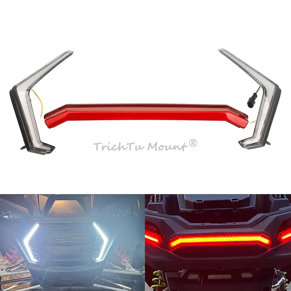 

3Pcs LED Front Fang-Light and Rear Center Accent Tail Brake Light Kit for Polaris RZR XP 1000 4 Turbo S 2019-2023