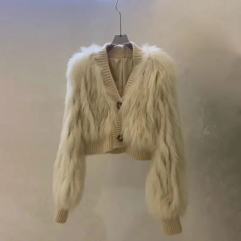 Women's Autumn Imitation Fox fur grass Coat winter New Design sense plush fur Jacket Short Women's Environmentally Friendly Top