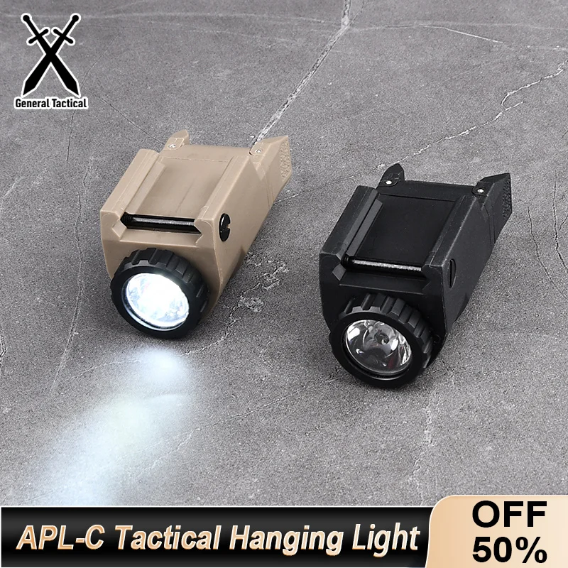 

Tactical APL-C white light MNi Flashlight Fit 20mm Picatinny Rail Torch Airsoft Flashlight Glock 17 19 Weapon Hanging Lighting