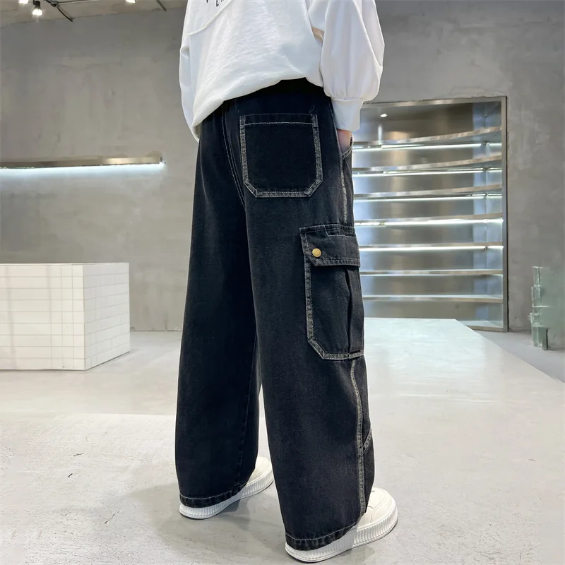 Boys Clothes Ripped Jeans 2025 Spring New Large Children Handsome Loose Wide-leg Pants Children's Spring and Autumn Denim Pant