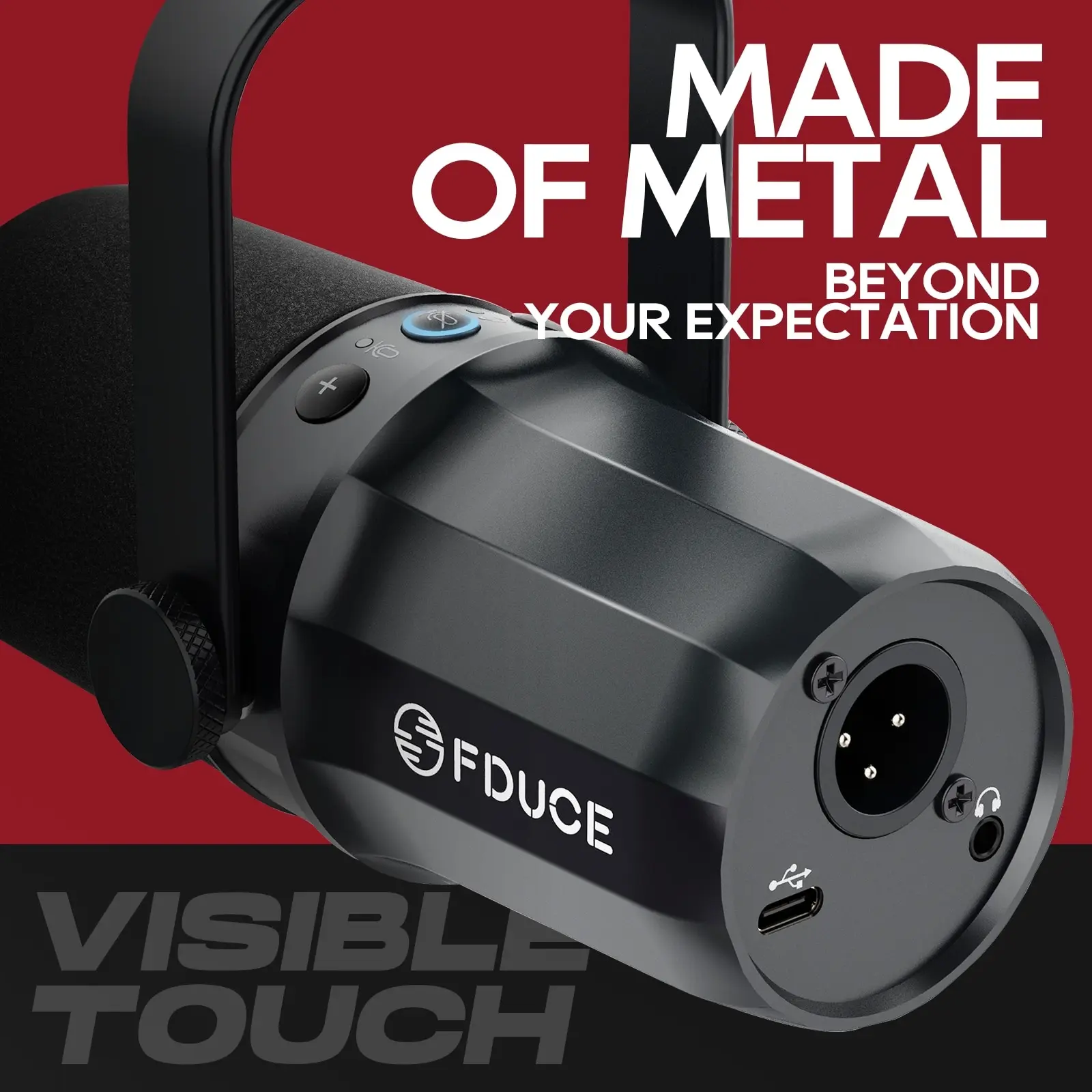 FDUCE ميكروفون ديناميكي SL40X/SL40 معدن مدمج سماعة رأس إخراج عزل الصوت للبودكاست والبث المباشر والألعاب