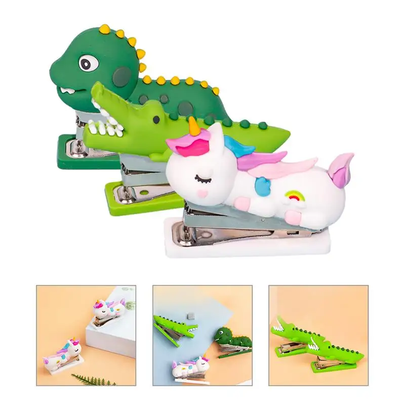 3Pcs Cute Stapler Portable Mini Cartoon Stapler Students Stapler Hand Stapler Handheld Stapler Home Office Stapler