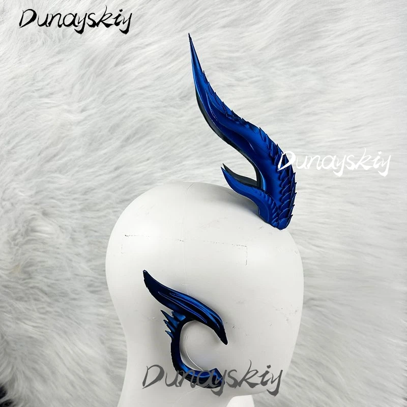 Nezha 2 Aorun التنين ملك البحر الغربي تأثيري حلي مجموعة القرن الأذن اكسسوارات ثلاثية الأبعاد PLA المعادن الأزرق مخصص الزي