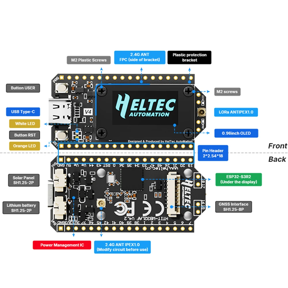 WiFi LoRa 32 V4 ESP32 Bluetooth WIFI Development Board With 0.96-inch OLED Screen ESP32-S3R2 Low-Power IoT Development Board