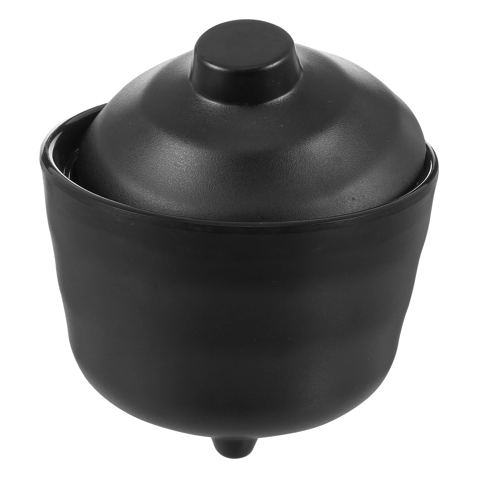 

1pc Japanese Style Miso Soup Premium Melamine Food Storage Bowl With Lid Black Restaurant Kitchen Supply Exquisite Ramen