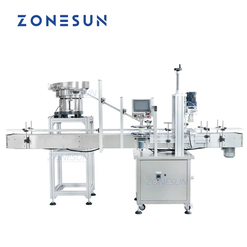 ZONESUN Kundenspezifische automatische Abdeckmaschine für Kosmetika, Saft und Getränkeflaschen mit Vibrationsverschluss für die Produktion