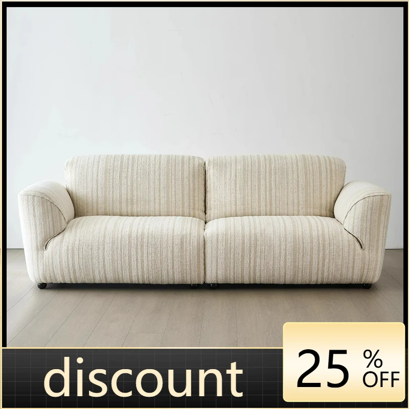 

LTT French composite fabric cotton and linen straight row cream wind ancient three-person straight row sofa