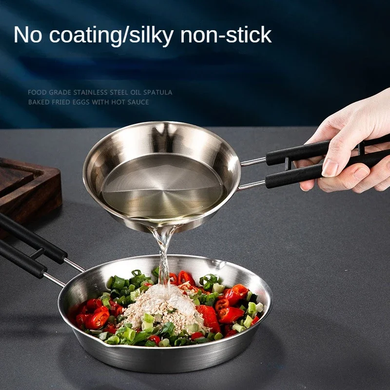 

Hot Oil Skillet 304 Stainless Steel Omelette Pans Mini Frying Pan Non Coated Non Stick Pan Splash Frying Pan Cooking Pots