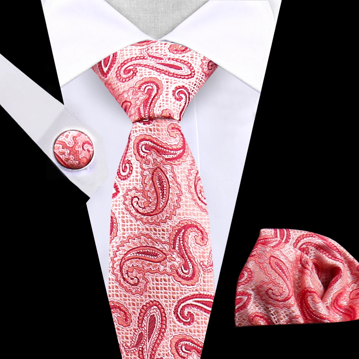 Elegant Luxury Men\'s Neck tie Fashion Paisley Floral Dot Tie 3 Piece Set Gifts For Men Business Wedding Party Suit Accessories