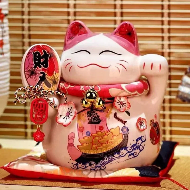 2022 creative new lucky cat ceramic shop front desk cashier decoration creative gift living room home decoration piggy bank