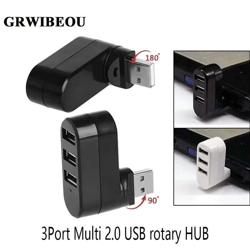 

GRWIBEOU 3 Port Multi 2.0 USB rotary HUB Mini USB Hub High Speed Splitter Adapter For Laptop Notebook For Computer Accessories