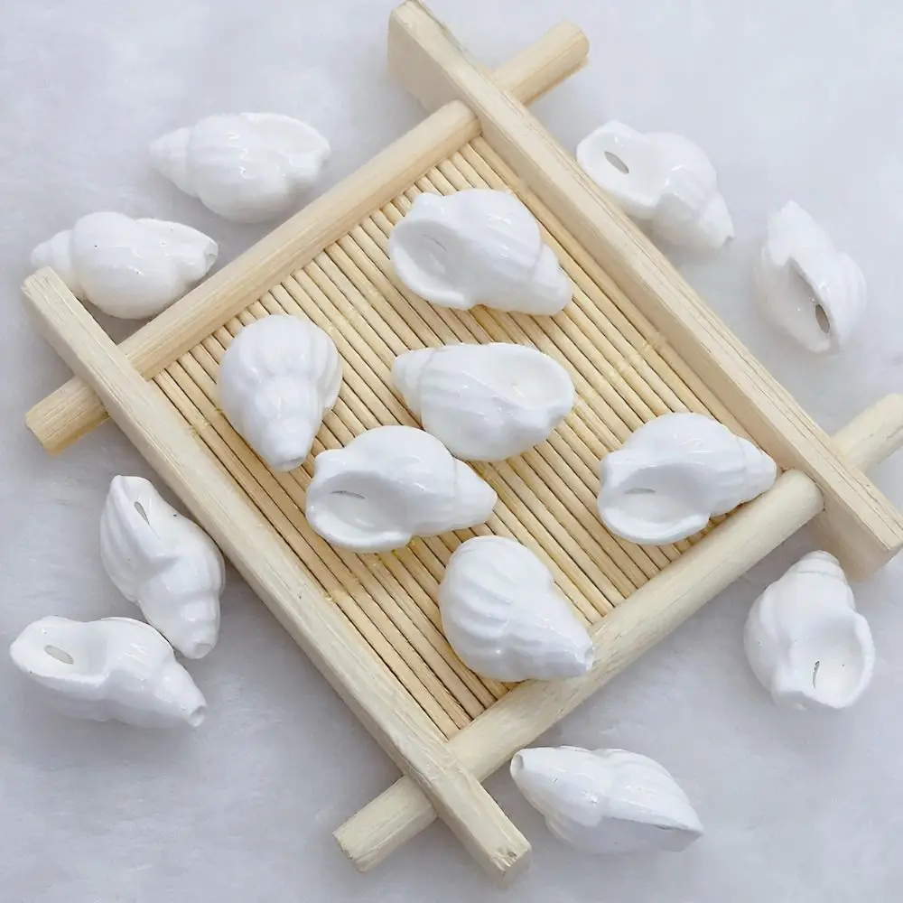 10Pcs Handmade Craft Conch Shell Bead Fresh Color Ceramic Ceramic Spacer Loose Beads Bracelet Making Kit Fashion
