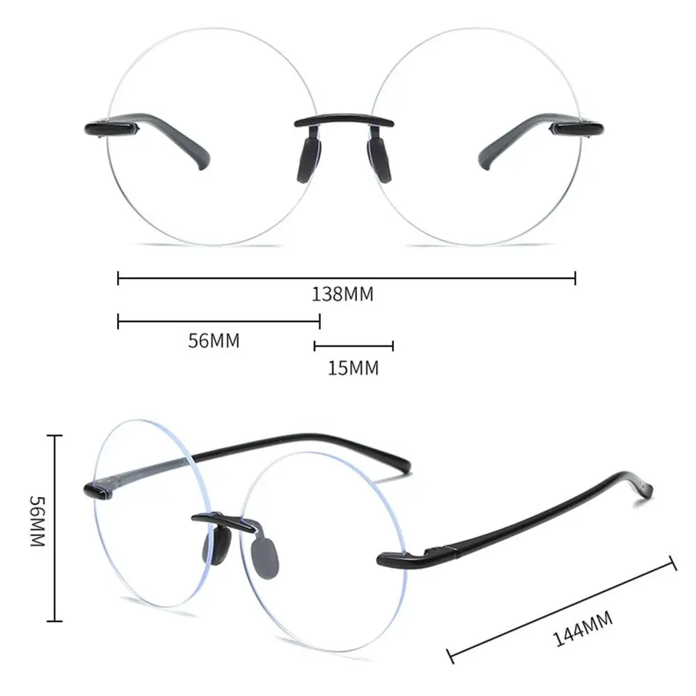 Diamond Cut Rimless Anti-UV Blue Rays Glasses High-definition Round Frame Computer Goggles Ultralight Eyeglasses Women Men view 6