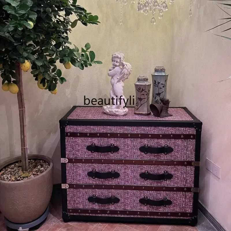 

ss25 Super beautiful ice plum powder light luxury retro temperament side cabinet advanced decorative cabinet display cabinet