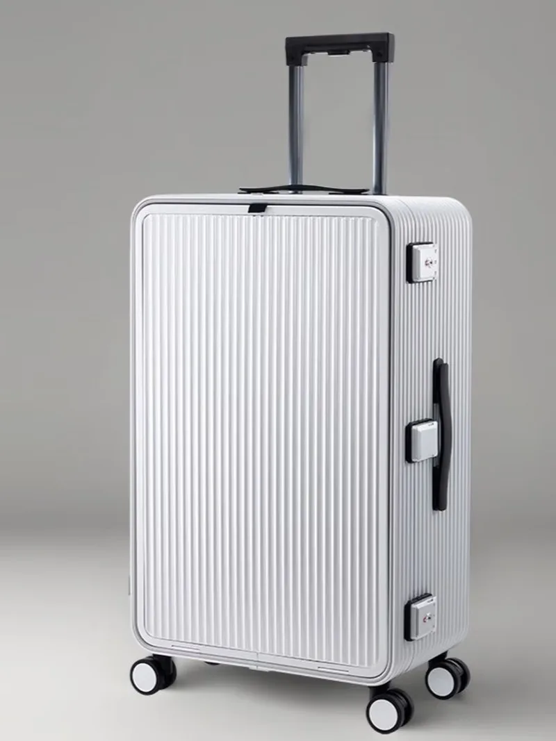 

Luggage Suitcase Men's Front Opening Computer Large Capacity 28 Inch Trolley Case Password High Quality Matte Silver 20 Inch