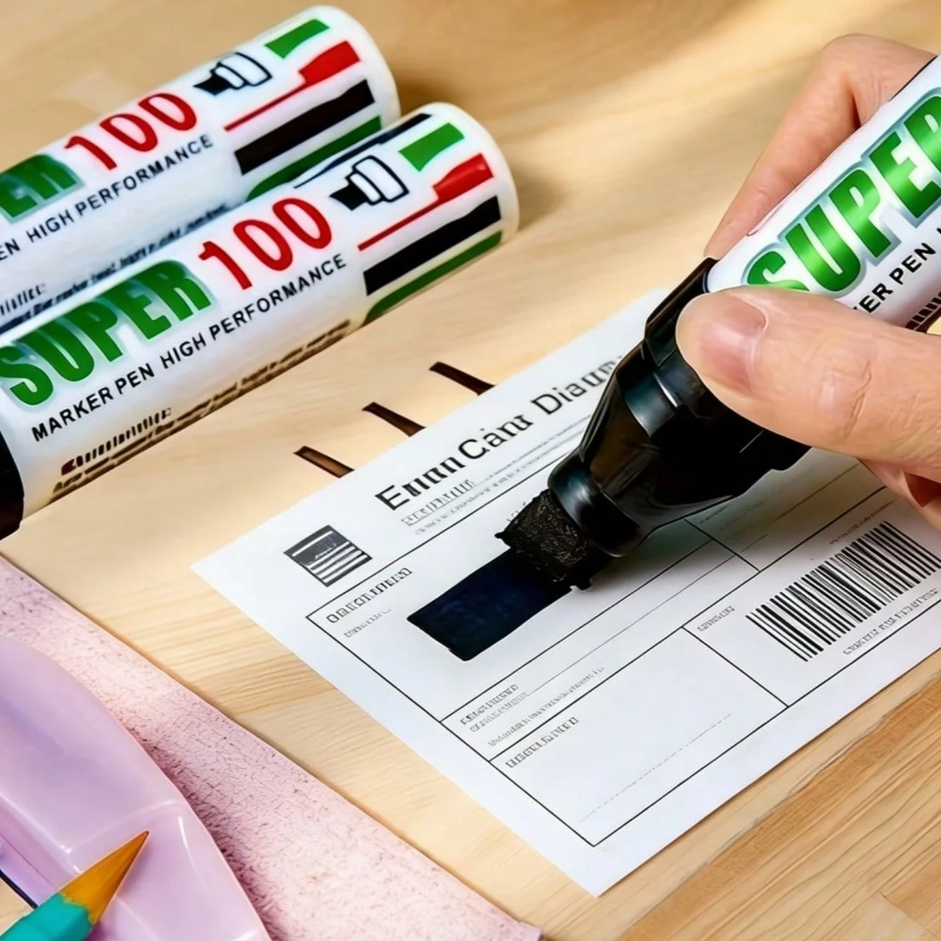1/3 Stück Jumbo Permanentmarker mit extra breiter Keilspitze, wasserfest und wischfest, zum Schutz vor Identitätsdiebstahl und Dokumentenschutz, A7990 – Detail 7