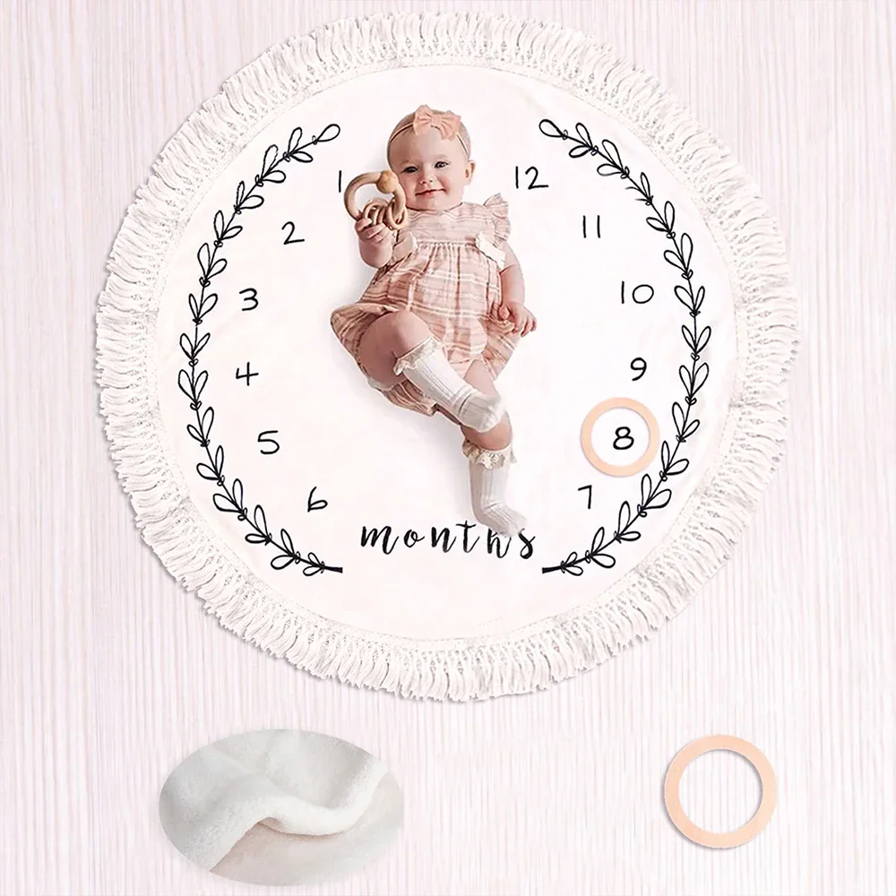 Ylsteed Flannel Month Milestone Blanket Baby First Year Calendar Monthly Growth Chart Gift Newborn Photography  Backdrop-HD