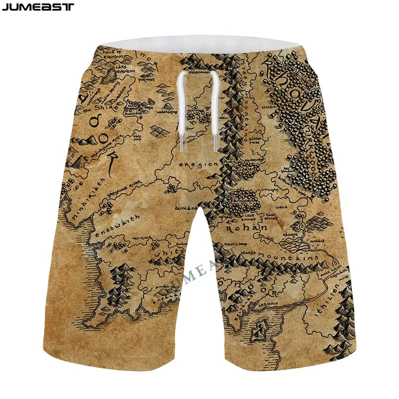 Jumeast Men Women Oversized Male Female Streetwear Old Newspaper Shorts Trunks Board Shorts Beach Casual Sweatpants Short Pants