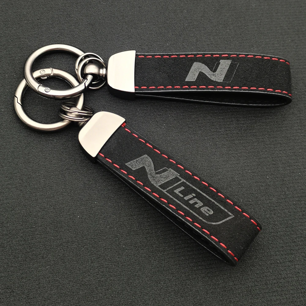 Chaveiro de couro de camurça de luxo com letras de logotipo N Line para Hyundai Tucson Elantra Kona i30 i20 i10 nx4 Nline Acessórios para chaveiro