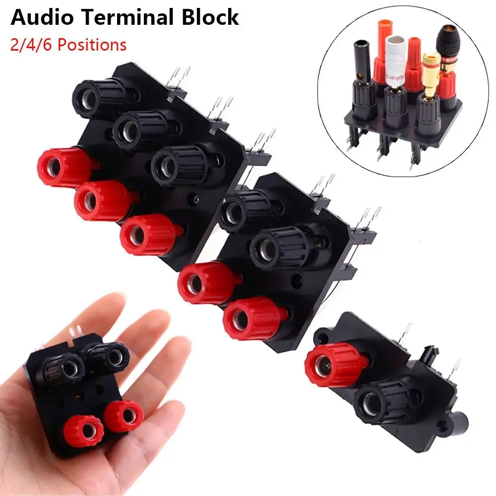 1Pcs 2/4/6 Positions Audio Terminal Block External Audio Jack Bend Pin Speaker Banana Plug 4mm Socket Connector Screw Post