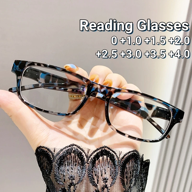 

Fashionable Leopard Print Reading Glasses Round Face Presbyopia Glasses Blue Light Blocking Eye Protection Eyewear 0 to +4.0