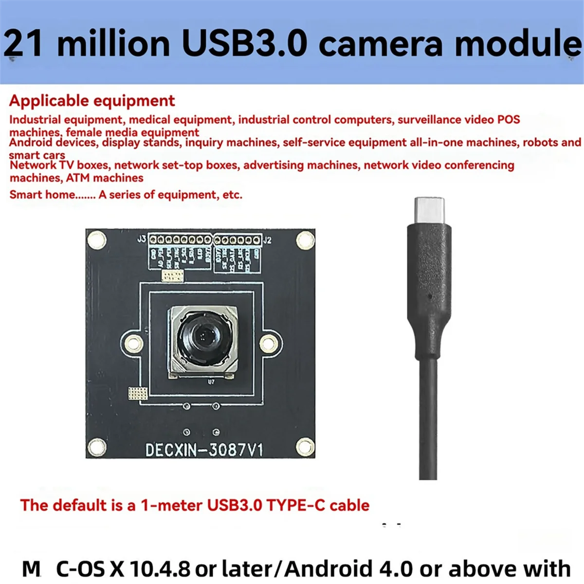 AA08-IMX230 Telecamera industriale HD 21MP 5344X4016 Modulo AF USB 3.0 con messa a fuoco automatica da 80 gradi Modulo telecamera senza driver