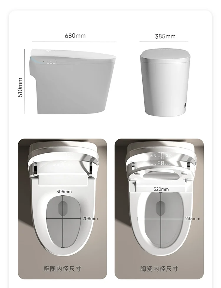 Top Selling Automatic Flush Smart Toilet WC Hygienic Female Wash Ceramic Home Hotel Bathroom Use S-trap P-Trap Dual-Flush Remote