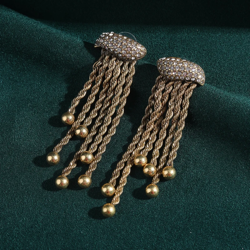 

Винтажные серьги-подвески с веревочными кисточками для женщин, длинные, цвета античного золота, роскошные ювелирные украшения, модные аксессуары, новинка 2026 года