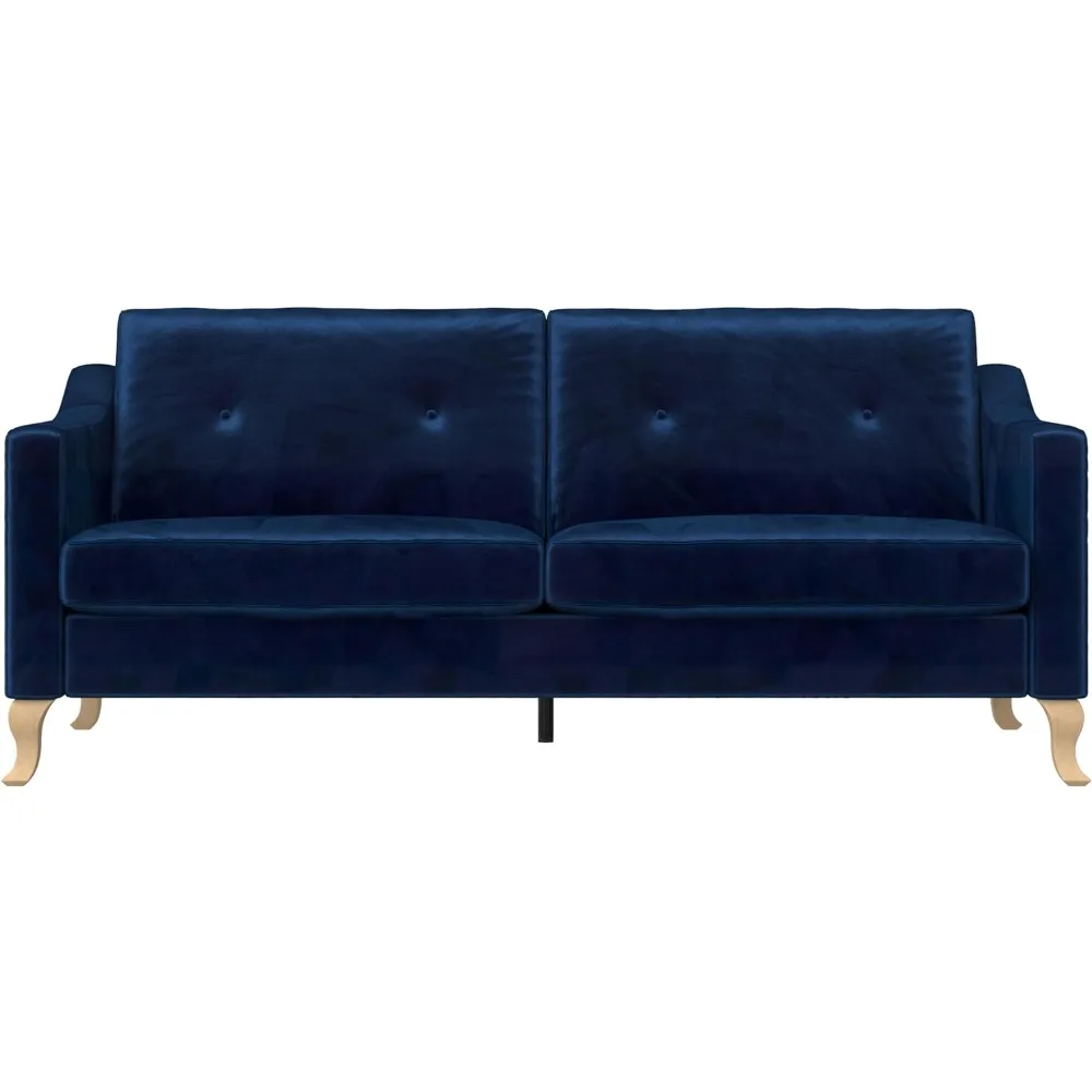 Tess Sofa with Soft Pocket Coil Cushions, Small Space Living Room Furniture, Blue Velvet