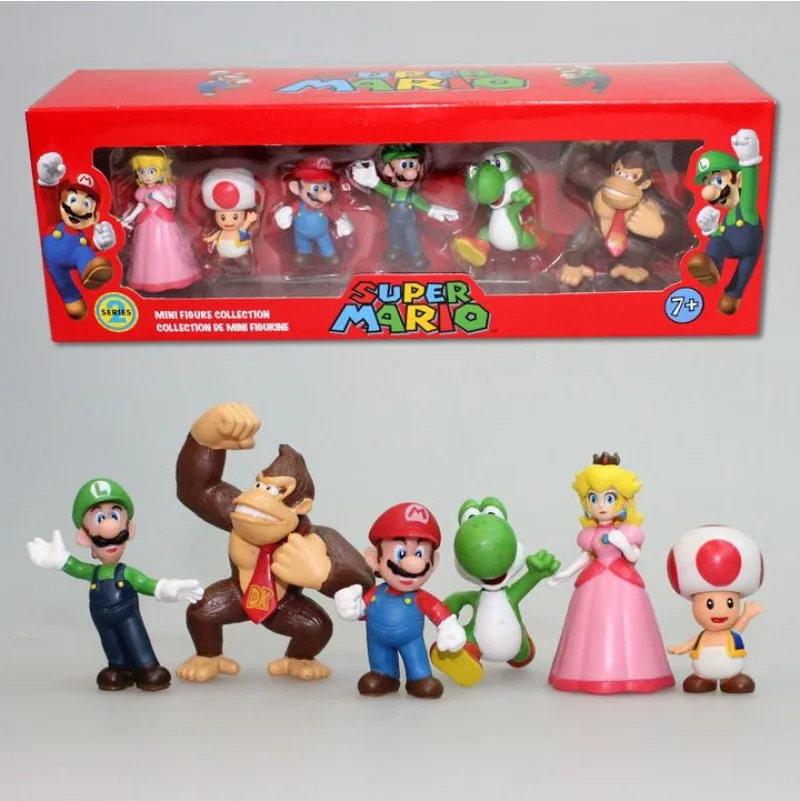 

8cm Anime Character Super Mario Desktop Ornament Doll Cartoon Cute Mario Bowser Luigi Model Doll Ornament Children's Gift Toy