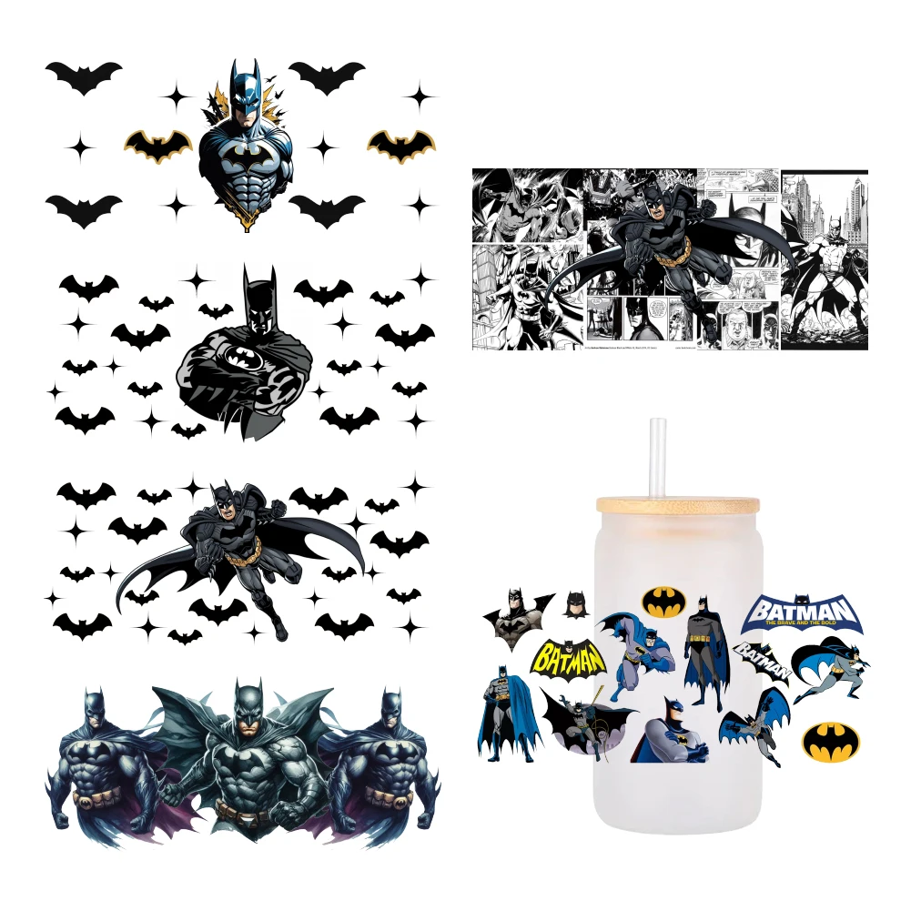 DC Batman 16oz UV DTF Cup Wrap Cartoon Libbey Glass Beer Can Tumbler Transfer Stickers Waterproof Permanent Adhesive  fashion