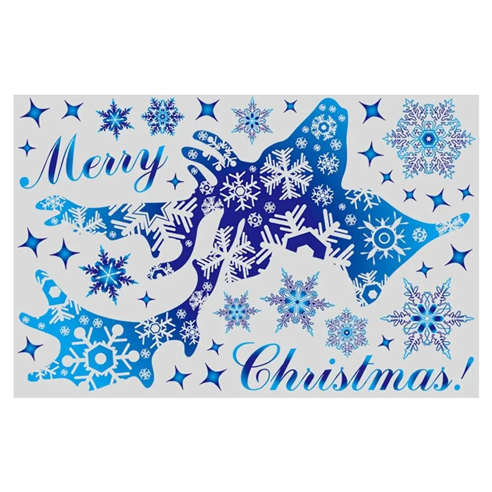 

DIY Christmas Elk Stickers Double-sided Snowflake Blue Snowflake Electrostatic Sticker Blue Elk Self-adhesive