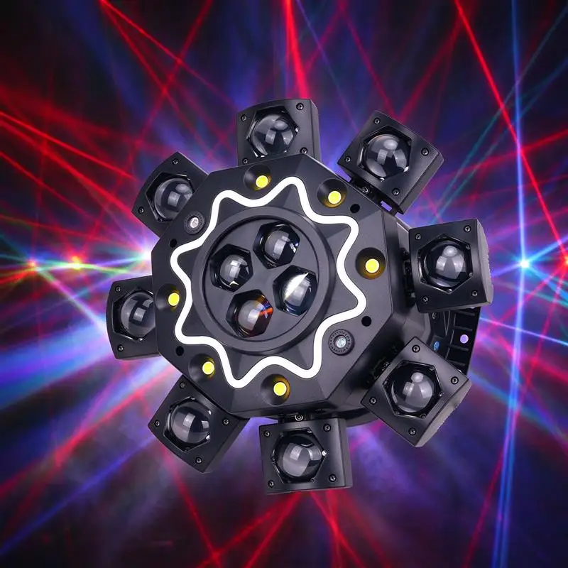 200W 8-Arm Head led Moving Stage Light RGBW DMX pro dj lighting system Pvc Body Remote for Club Party disco lights