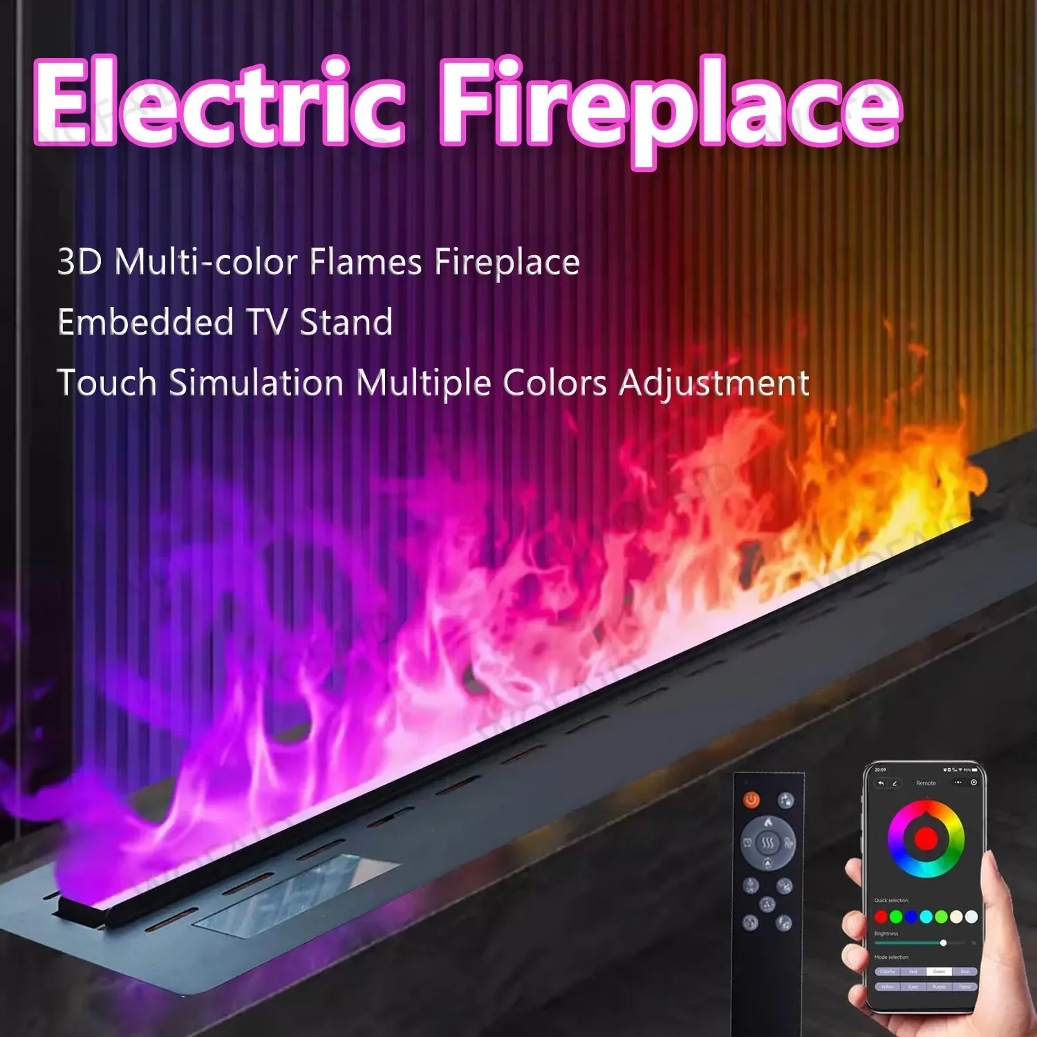 

TUYA Control Water Vapor Fireplace 3D Atomizing Fireplace Recessed Electric Fireplace Remote Control Multiple Colors Adjustment