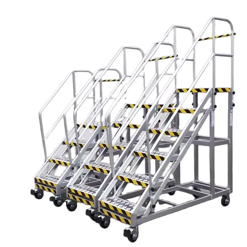 

Industrial Design Aluminum Steel Mobile Mountaineering Ladder Warehouse Supermarket Workshop Storage Climbing Needs