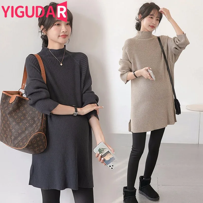 

Winter Dense Knitted Maternity Sweaters Warm Shirts Clothes for Pregnant Women Pregnancy Pullovers Tops winter maternity clothes
