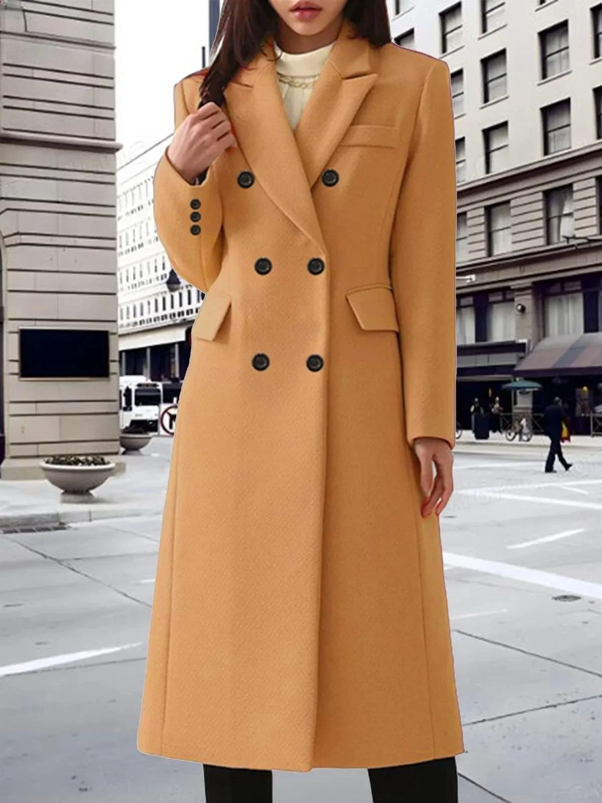 

Свободное повседневное длинное пальто с воротником све, женское уличное пальто свободного покроя, длинное пальто на пуговицах, чистый цвет, средней длины