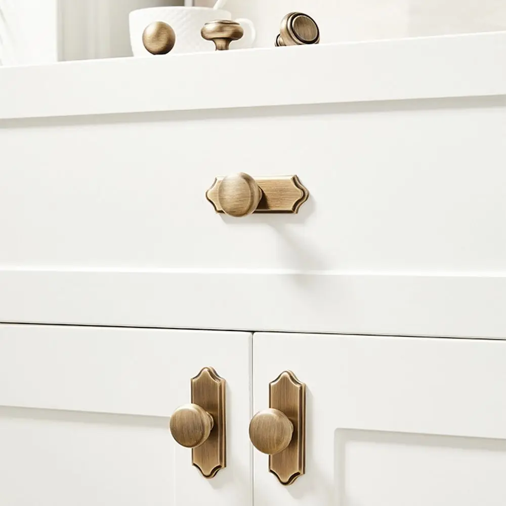 

Retro Nordic Brass Cabinet Pull Solid Brass Single Hole Cabinet Door Handle Durable Gold Round Wardrobe Pulls Furniture Hardware