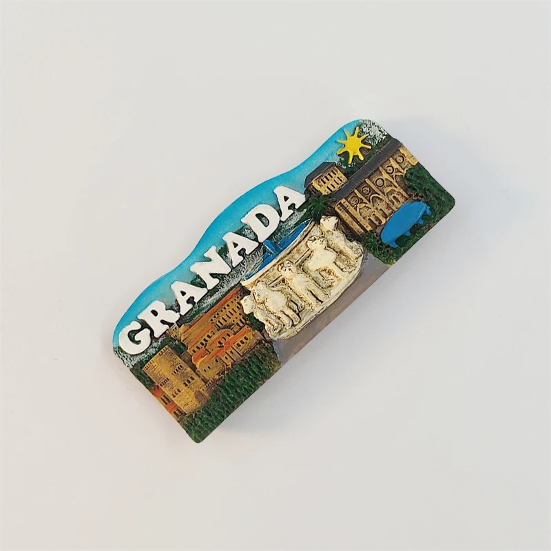 Spain，Granada，Alhambra Palace，3D Stereoscopic，Tourism Souvenirs，Resin painting，Decoration home，Refrigerator magnets ﻿