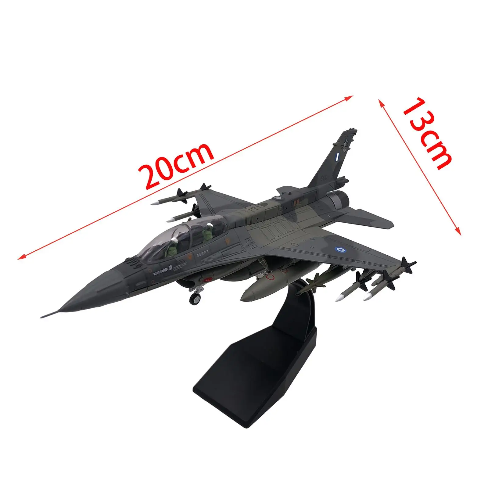 Simulation 1:72 F16 Aircraft Model Streamlined Body Collectables Desktop Decor with Base for Cafe Living Room Home Shelf