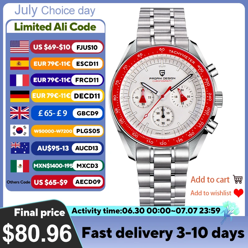 Reloj de Pulsera para Hombre PAGANI DESIGN AK Project Mars 2026, Reloj de Cuarzo de Lujo, Cristal de Zafiro AR, Cronógrafo Deportivo, Fecha Automática