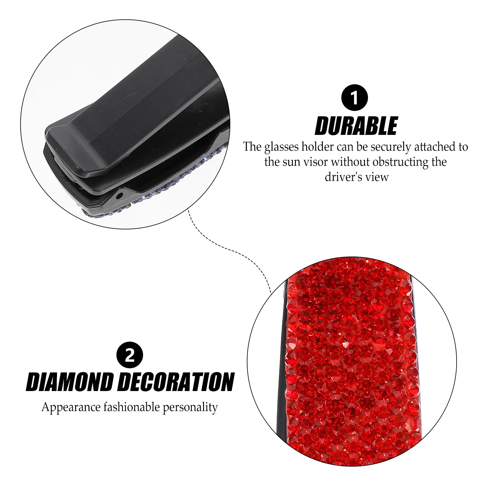 

Plastic Rhinestone Car Sunglasses Holder Lightweight Eyeglass Clip Visor Mount Glasses ganizer Storage Solution Anti Scratch