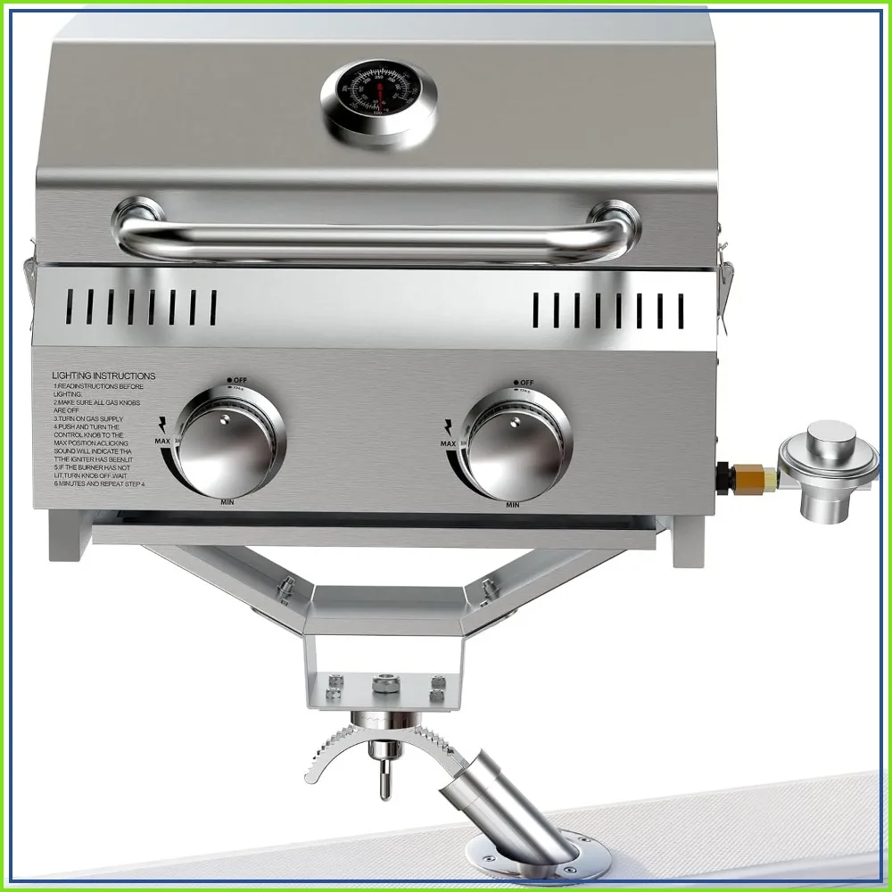 Marine Boat Grill 20000 BTU 304 Stainless Steel Rod Mount BBQ for Fishing Boat