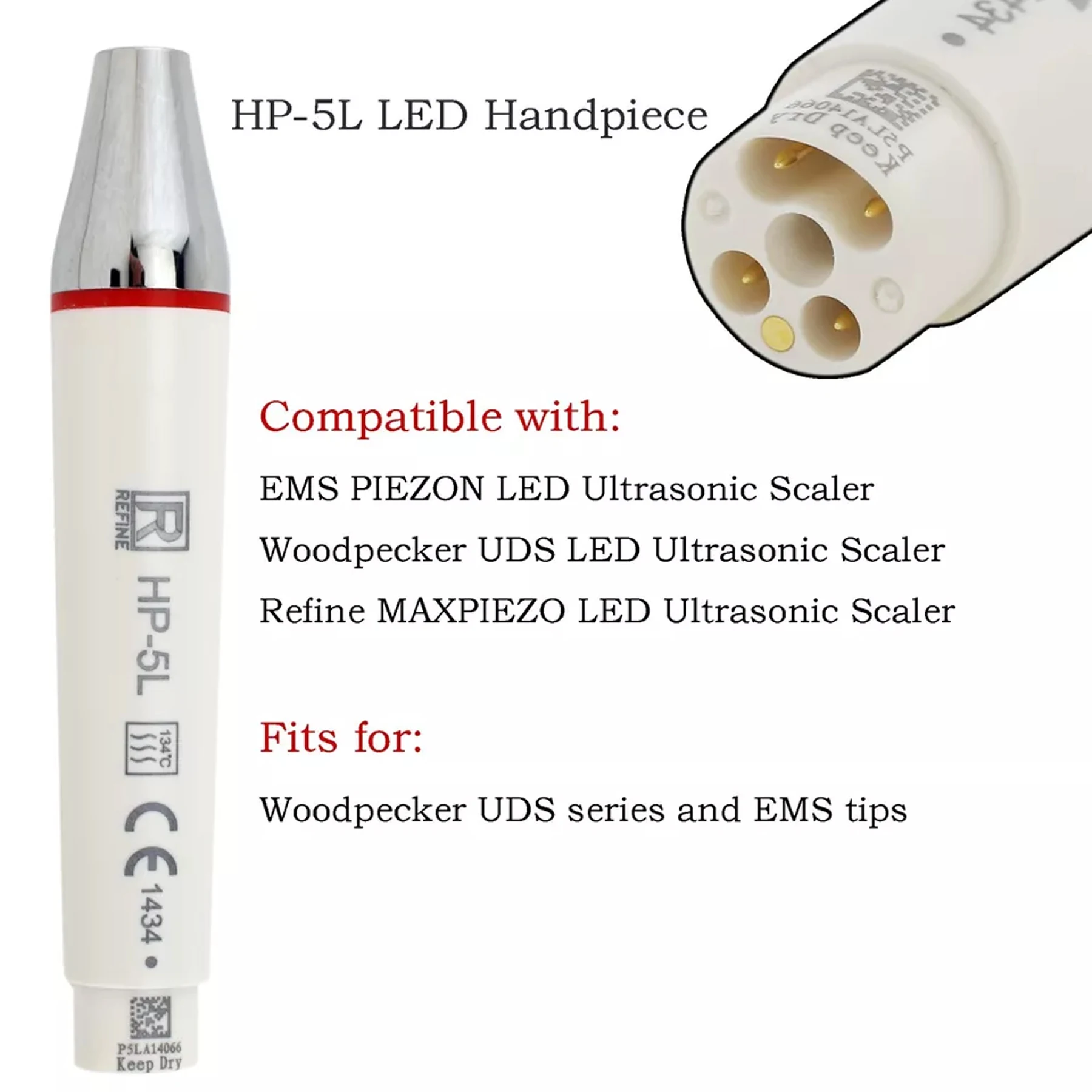 

Refine Dental Ultrasonic Scaler LED Handpiece HP-5L Fits PIEZON MAXPIEZO EMS Woodpecker UDS Scaler