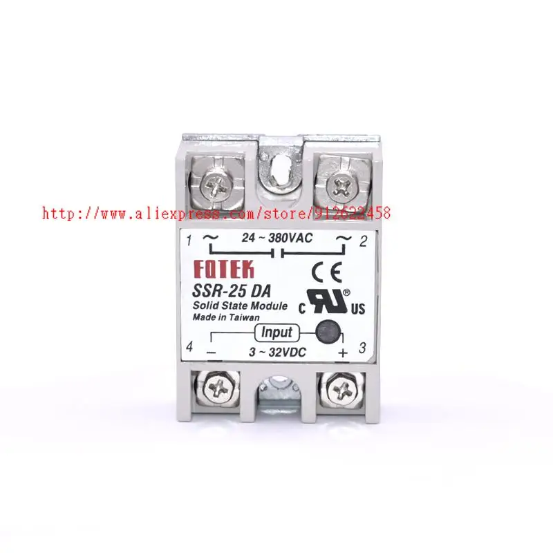 10 pcs SSR-25DA  Single-Phase Solid State Relay 25A 220V 380V DC control AC SSR25DA