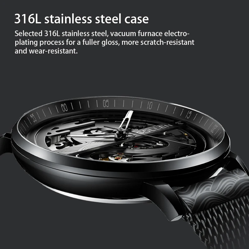 SOLLEN Men\'s Watch New Hollow Fashion Dragon Watch Sports Men\'s Watch Trendy Fully Automatic Mechanical Watch