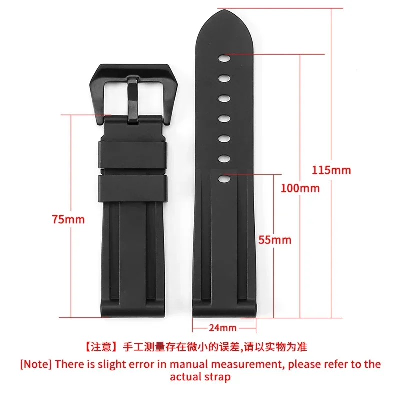 Waterproof Natural Rubber Watchband for Panerai Pam441 359 111 Series Black Blue Red Orange White Silicone 24mm Watch Strap