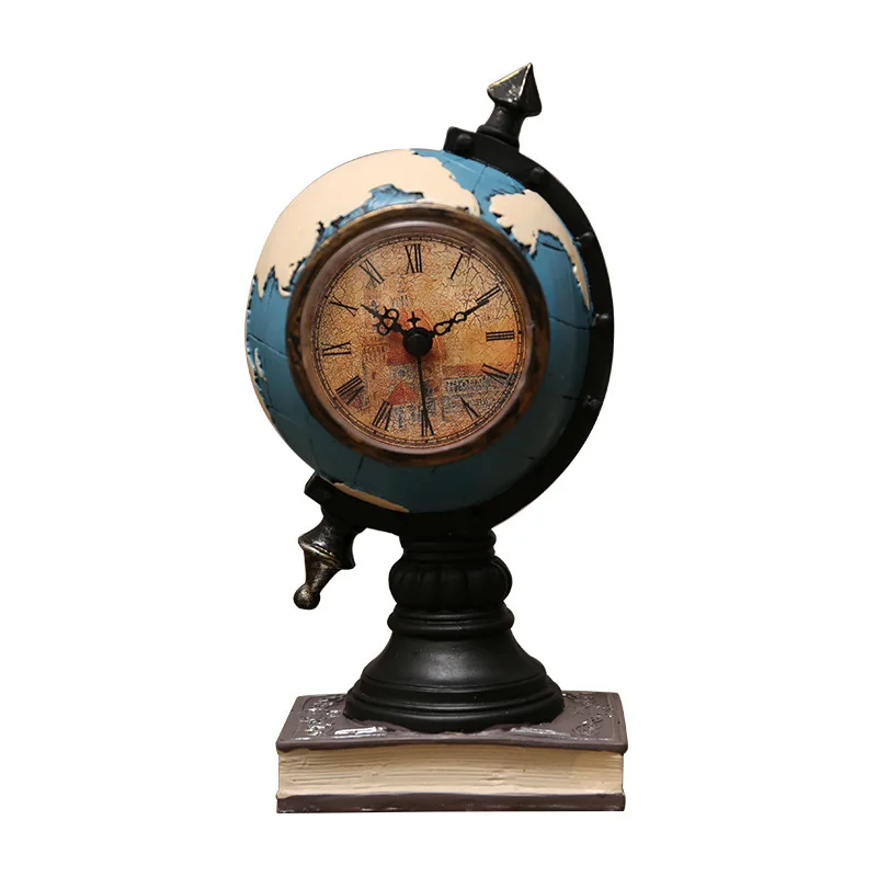 European American Creative Resin Spherical Ornaments Eco-Friendly Home Living Room Study Desktop Wall Clock Decor for Home