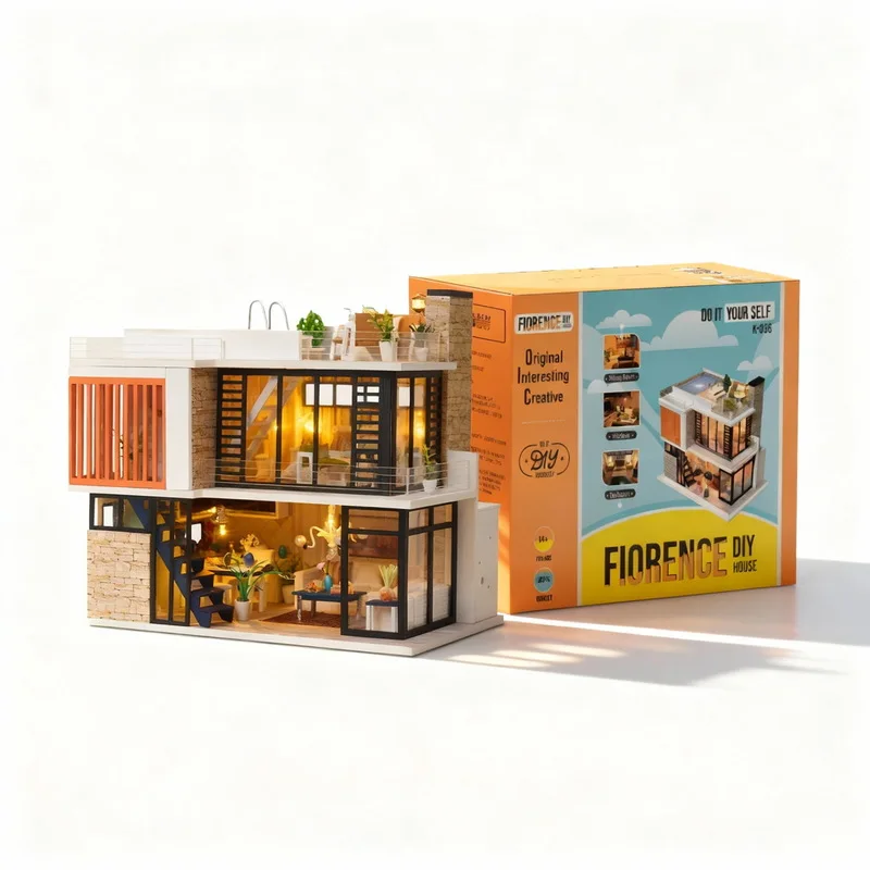 

New 2025 Modern European Diy Doll Houses Florence Villa Model Kit Educational Creative Hand Assembly Toy Craft Home Decor